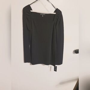 INC women black cable gauge sweater knit top size XXL